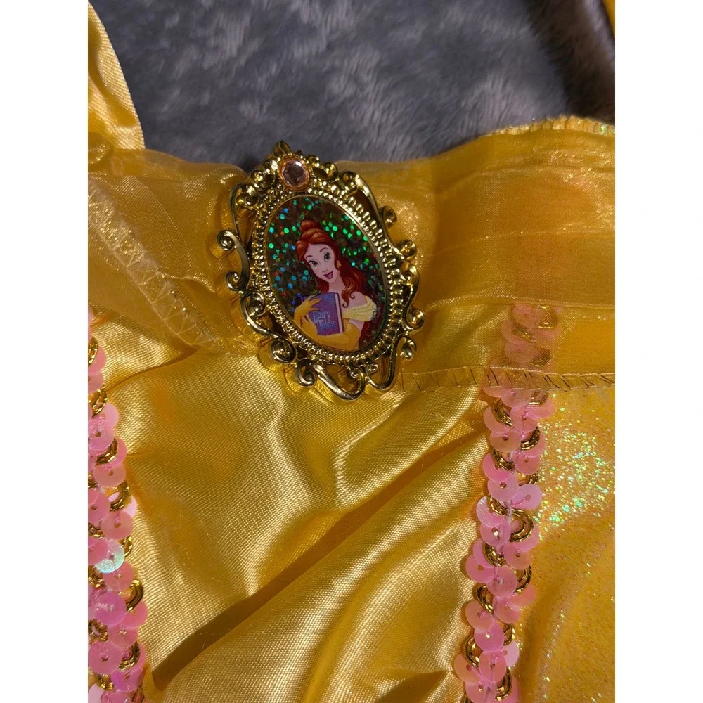 Disney Belle Beauty and the Beast Costume Dress Yellow Gold Rose Girls 4-6X